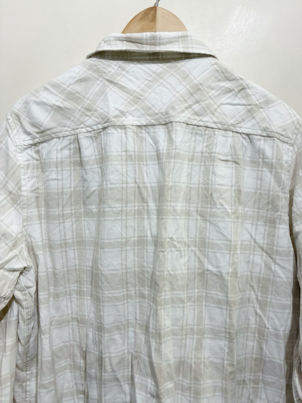 Frank & Oak Flannel Plaid Button Down Shirt Size XXL Cream Tan - Picture 7 of 11
